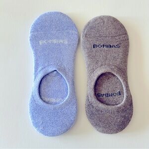 Bombas 2 pair New No Show Cushioned Socks Medium Lavender Brown Cotton Blend